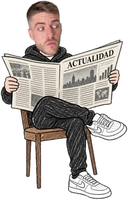 Ilustración de Oskar leyendo el periódico